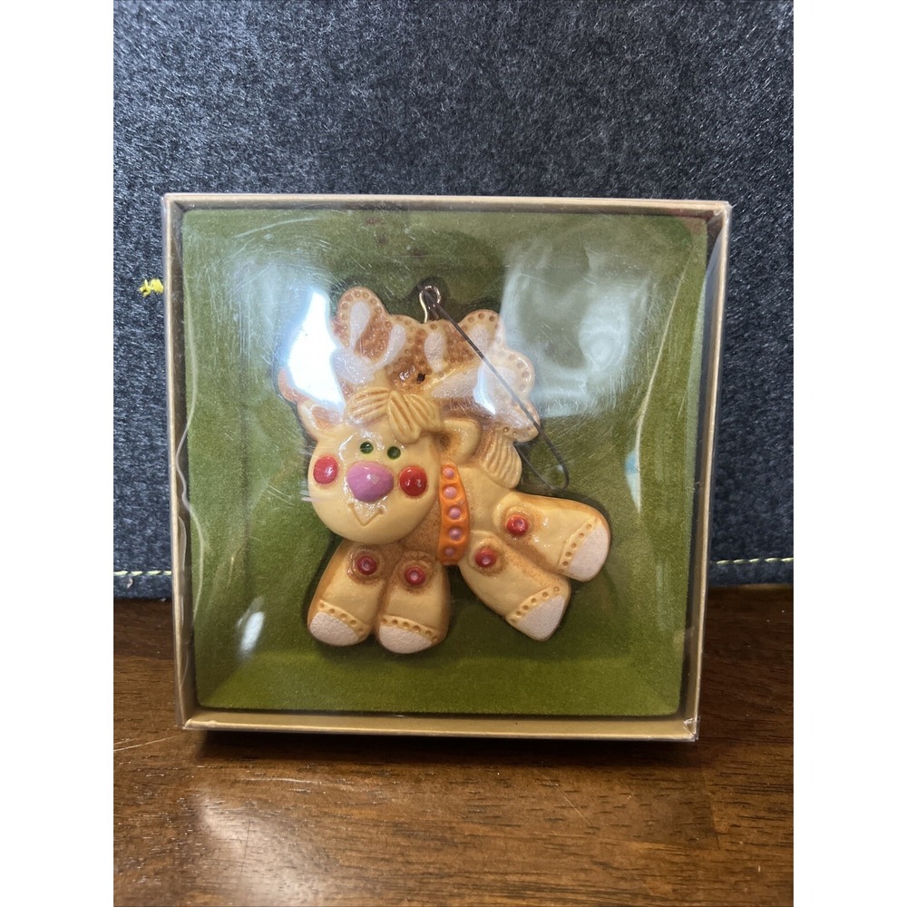 VTG 1976‎ HALLMARK tree treat Christmas ornament reindeer Dough Look BOX